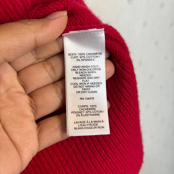 Vineyard Vines Cable Knit Cashmere Sweater Size Small Red Plaid Cuffed Preppy - Picture 8 of 9